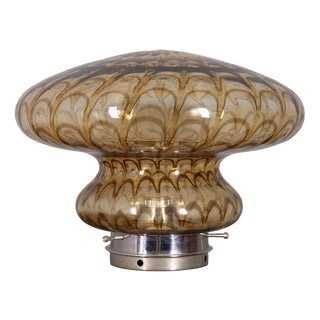 Vintage Italian Amber Murano Glass Table Lamp, 1970s For Sale