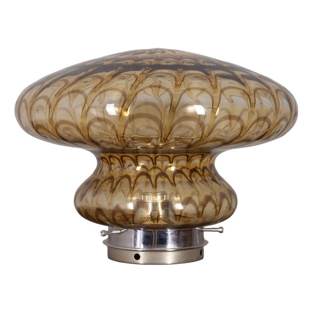 Vintage Italian Amber Murano Glass Table Lamp, 1970s For Sale