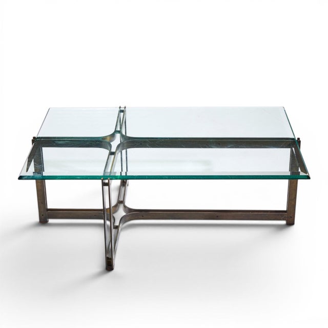 Bronze Tom Lopinski for Dunbar Mid Century Bronze, Rosewood and Glass Coffee Table For Sale - Image 8 of 10