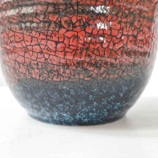 Mid-Century Modern Vintage Crackle Glaze Ceramic Vase from Accolay, 1960s For Sale - Image 3 of 14