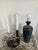 Post modern era marble lamp in black. Very heavy weight. Requires a uno fitter or clip on lamp shade. This lamp is truly...