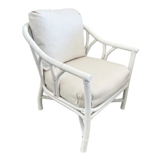 Ficks Reed Club Chair Upholstered in Todd Hase High Performance For Sale