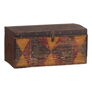 Hand Painted Antique Ethnic Trunk, 1890s For Sale