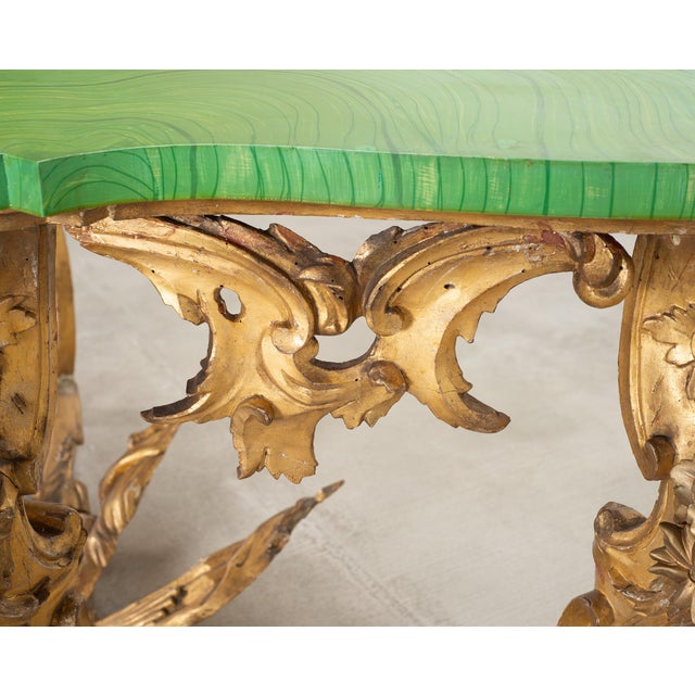 18th Century Italian Rococo Carved Giltwood Console Table For Sale - Image 10 of 18
