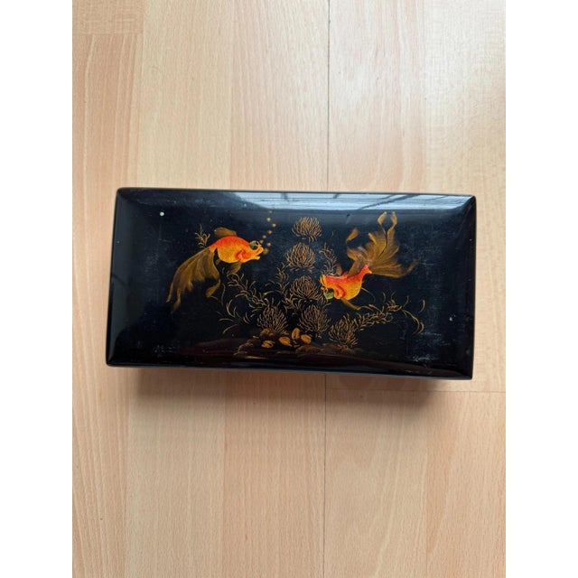 Early 20th Century Japanese Lacquer Box in Wood and Black Polychrome For Sale - Image 11 of 11