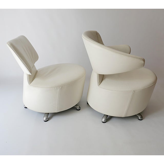 Early 21st Century Canta and Aki Swivel Armchairs in Leather by Toshiyuki Kita for Cassina, 2010s, Set of 2 For Sale - Image 5 of 18