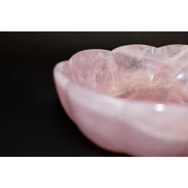 Rose Quartz Lotus Bowl 9" For Sale - Image 11 of 12