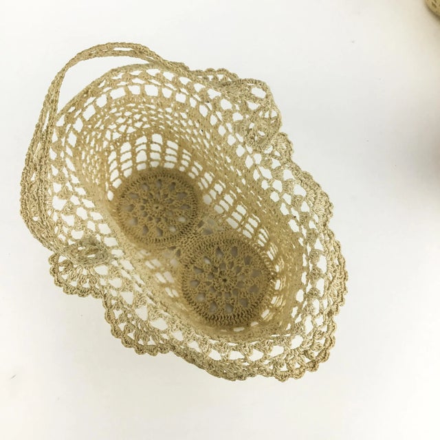 Beige Vintage Artisan Hand Woven Stacking Baskets Miniature Set of 3 For Sale - Image 8 of 11