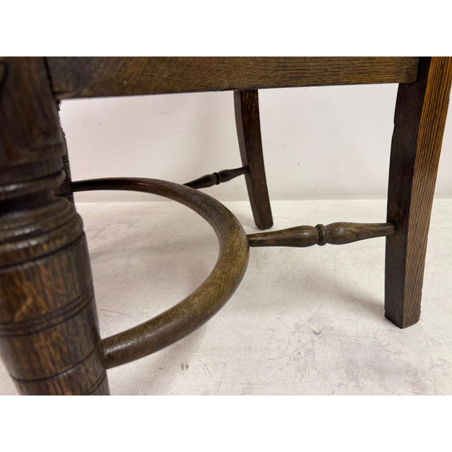 Wood Arts and Crafts Oak Armchair with Saddle Seat, Early 20th Century For Sale - Image 7 of 14