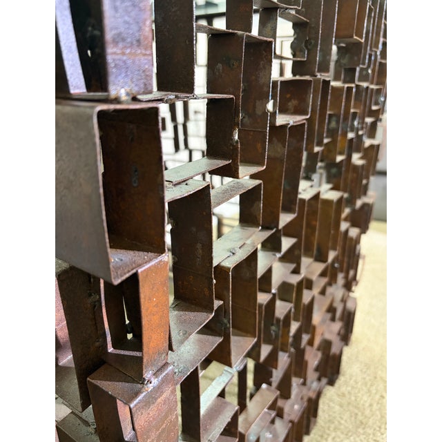 Brown Vintage 1970s Brutalist Welded Steel Maze Table For Sale - Image 8 of 10