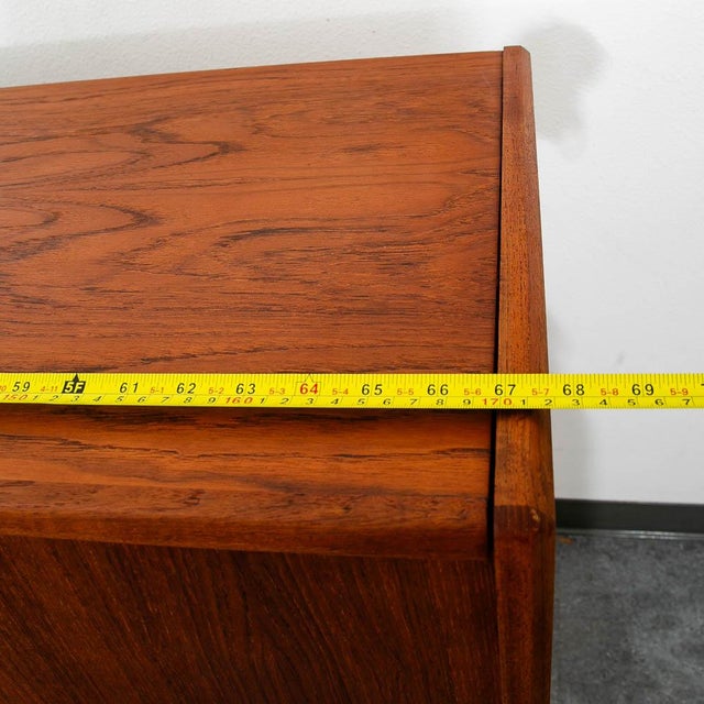 Mid Century Danish Modern Credenza Highboard Bar Sideboard Denmark Teak Drawers For Sale - Image 12 of 12
