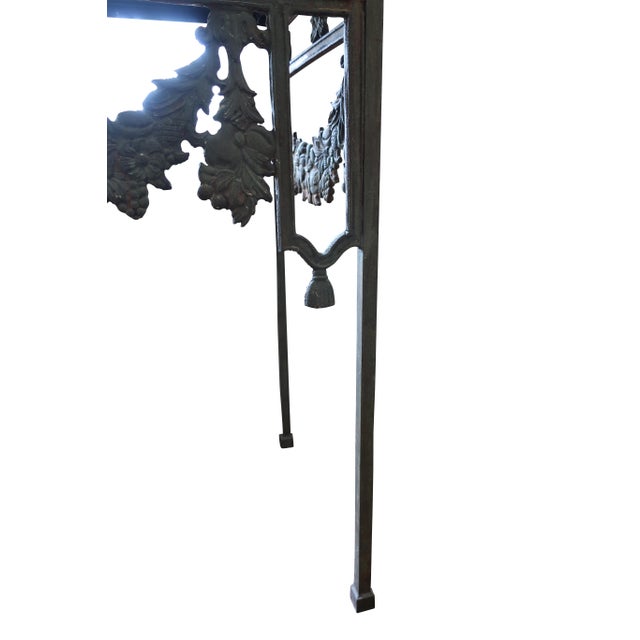 19th Century French Wrought Iron Console Tables With Slate Tops- A Pair For Sale In Boston - Image 6 of 8