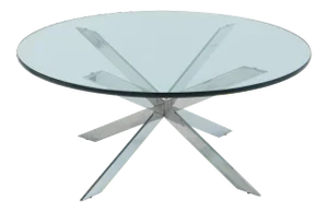 Leon Rosen Pace Collection Coffee Table Double X Base Round 1970s