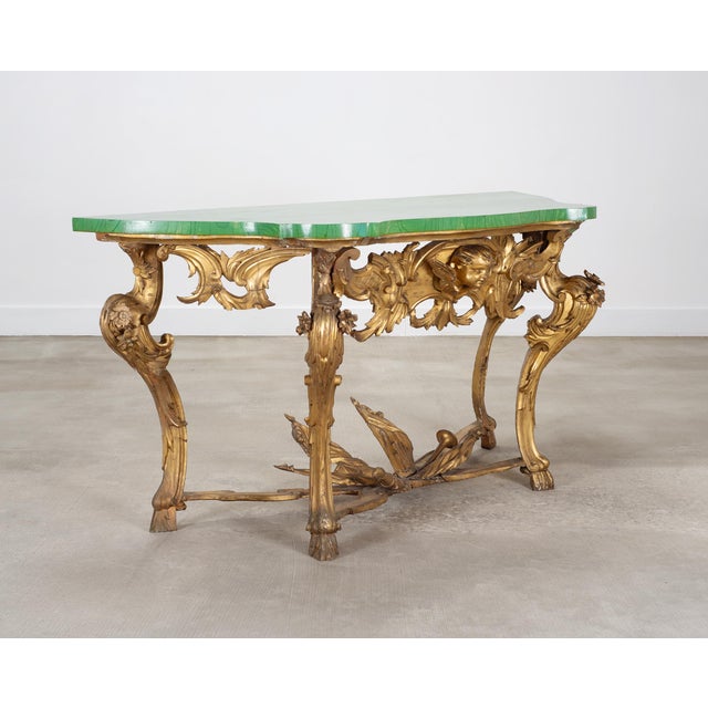 18th Century 18th Century Italian Rococo Carved Giltwood Console Table For Sale - Image 5 of 18