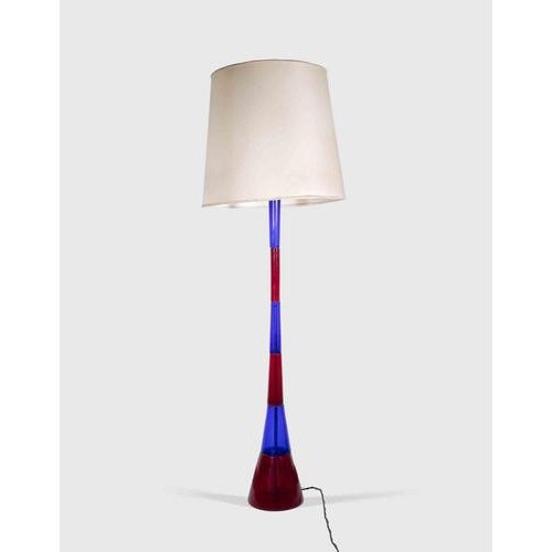 Glass Floor Lamp in Blue and Red Murano Glass by Fulvio Bianconi, 1950s For Sale - Image 7 of 8