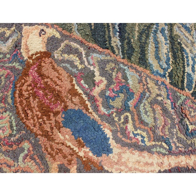American Hooked Rug With a Golden Retriever With Different Type of Birds For Sale In Atlanta - Image 6 of 11