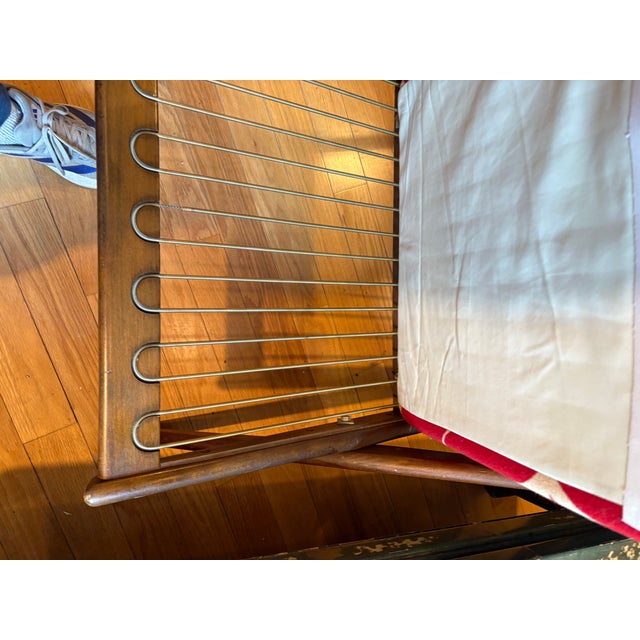 Mid 20th Century MCM Walnut Chair With Vintage Pendleton Will Upholstery For Sale - Image 5 of 5