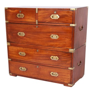 Antique British Colonial Campaign Chest of Drawers For Sale