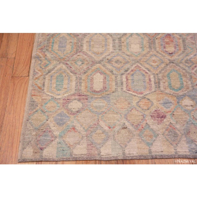 Tribal Geometric Diamond Design Rustic Hallway Runner Rug For Sale - Image 4 of 5