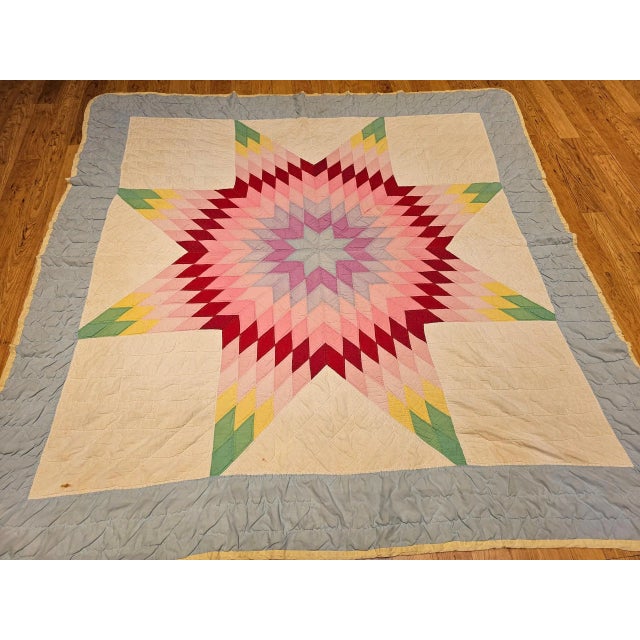 Textile Vintage Hand-Stitched Lone Star Quilt, Early 20th Century For Sale - Image 7 of 12