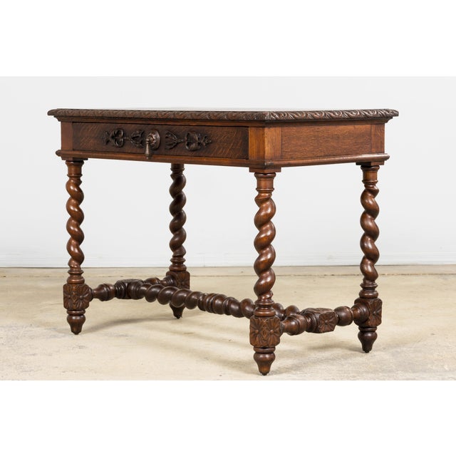 Brown Antique French Louis XIII Style Oak Writing Table or Side Table, Late 19th Century For Sale - Image 8 of 18