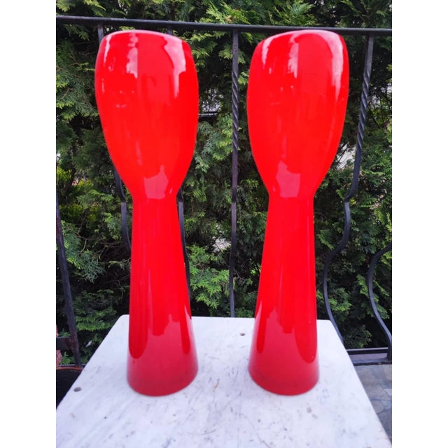 Red Vintage Vase in Red Glass, 1970s For Sale - Image 8 of 8