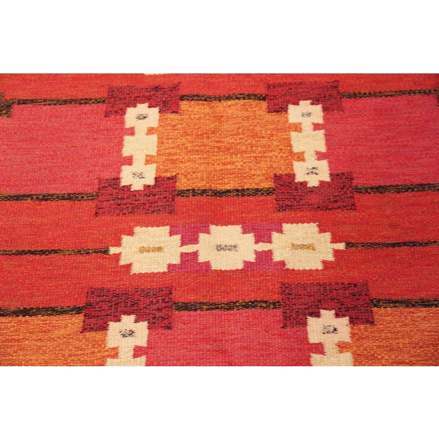 Textile Nazmiyal Collection Vintage Swedish Kilim Rug For Sale - Image 7 of 10