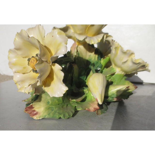 Yellow 1990s Italian Ceramic Floral Bouquet For Sale - Image 8 of 9