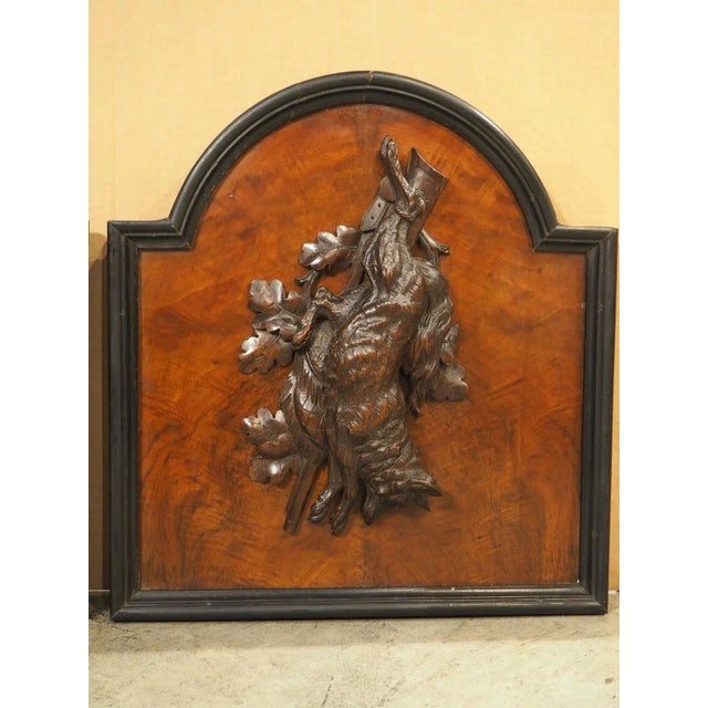 Wood Pair of Antique French Burlwood Hunt Plaques, Early 1900s For Sale - Image 7 of 12