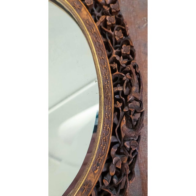 19th Century Chinese Canton Export Carved Reticulated Mirror Frame With Birds For Sale - Image 13 of 18