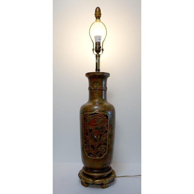 1960s 1960s Marbro Ceramic Flower Motif Monumental Lamp For Sale - Image 5 of 5