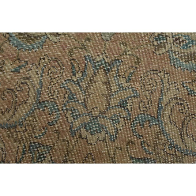 Tabriz Rug 9’10” X 12’7” Pink Wool Vintage Distressed Hand-Knotted Carpet For Sale - Image 11 of 15