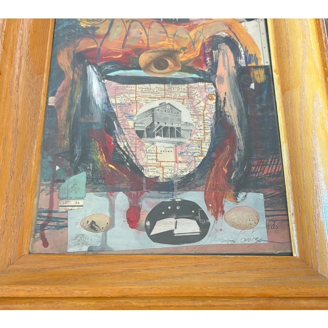 Abstract 2009 Nola Artist Chris Lawson Original Outsider Art in Vintage Frame For Sale - Image 3 of 4