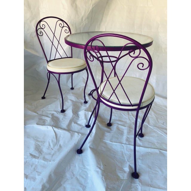 Midcentury Wrought Iron 3Pieces Fresh Purple Bistro Set Set of 3