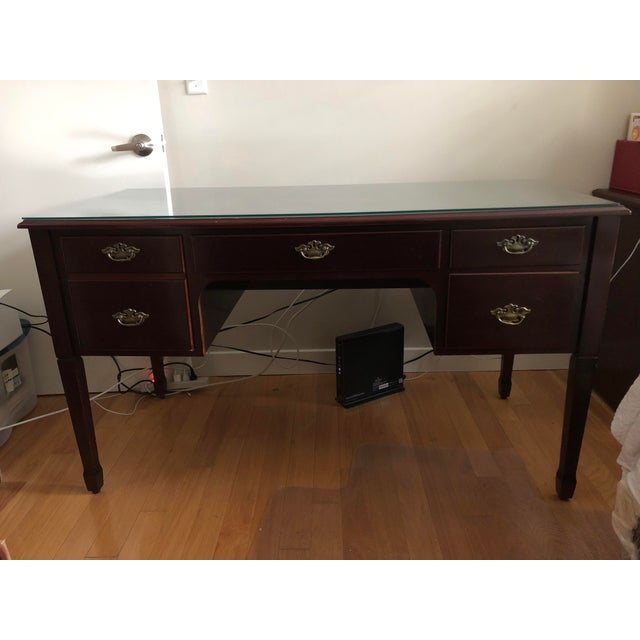 Bombay Company Traditional Writing Desk With Glass Top Chairish