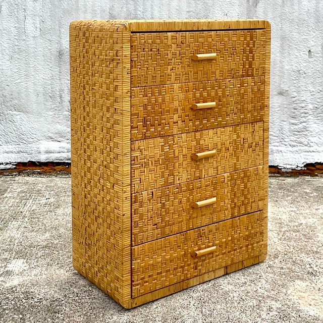 Vintage Coastal Woven Rattan Chest of Drawers Chairish