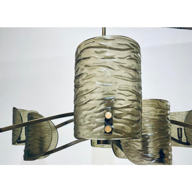 Modern Arteriors Modern Textured Smoked Glass Natasha Chandelier For Sale - Image 3 of 4