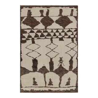 Rug & Kilim’s Contemporary Moroccan Style Geometric Rug in Beige-Brown For Sale