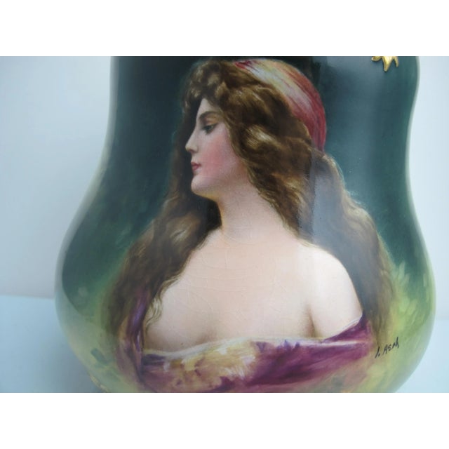 STUNNING Royal Bonn porcelain vase. Art Nouveau style with hand painted female portrait and ornate gilt flower accents....