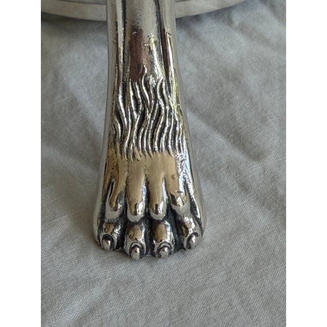 Metal Vintage Crescent No. 549 Silver Plate Chafing Dish With Warming Stand, Lion Paw Feet & Hardwood Handle For Sale - Image 7 of 12
