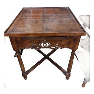 Early 20th Century Chippendale Style Basketweave Top Side Table For Sale