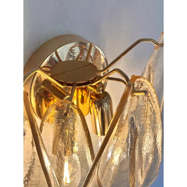 Murano Set of Two Amber “Rondini” Murano Glass Gold Wall Sconce in Mazzega Style For Sale - Image 4 of 7