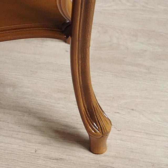 Louis XV Style Wood Side Table with Marble Top and Shelf For Sale - Image 4 of 9