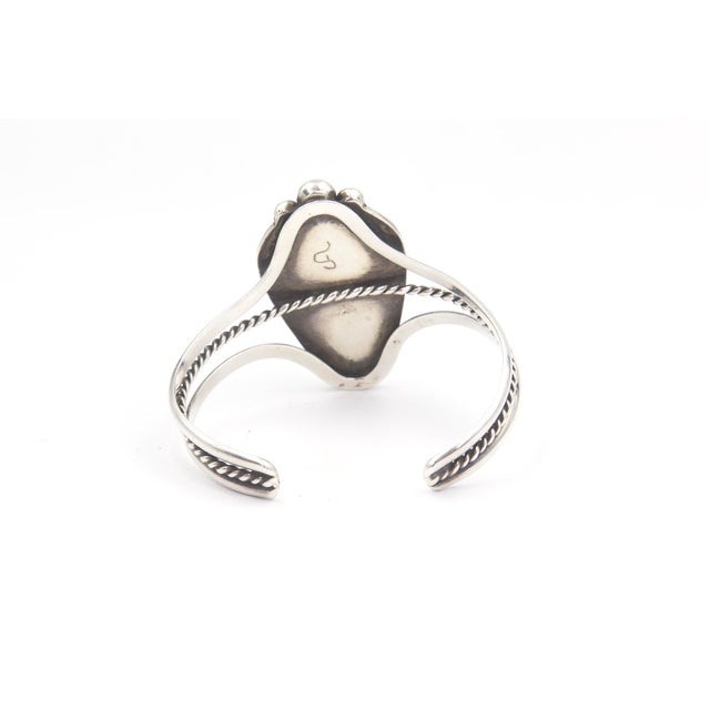 Vintage Southwestern Navajo Style Turquoise Sterling Silver Cuff Bracelet For Sale - Image 4 of 9