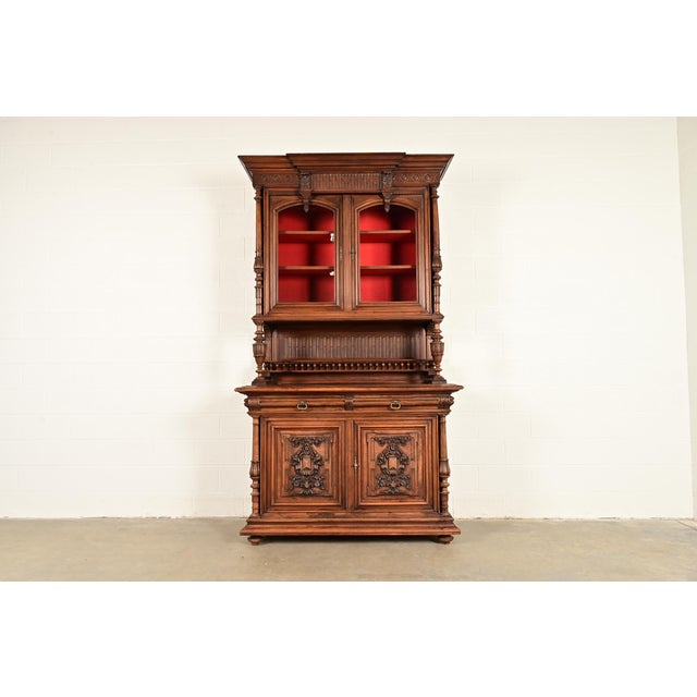 Alexander Roux Style Antique French Renaissance Revival Carved Walnut Sideboard or Bar Cabinet, Circa 1890s For Sale - Image 13 of 13