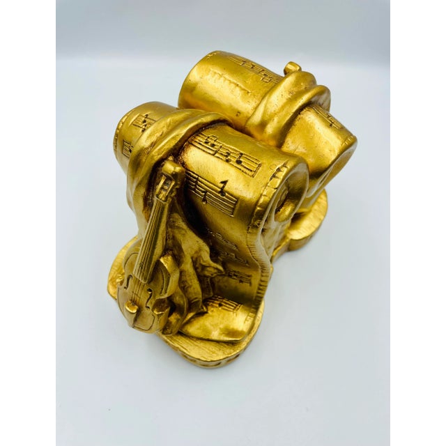 Sculpture Materials Set of 2 1965 Progressive Art Products Musical Motif Bookends For Sale - Image 7 of 12