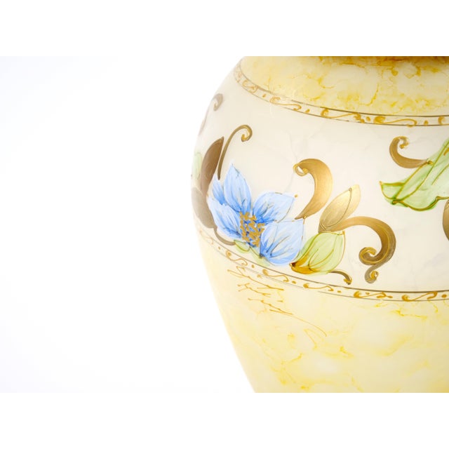 Glass Mid-Century Modern Italian Venetian Art Glass Gilt & Painted Tableware Vase For Sale - Image 7 of 12