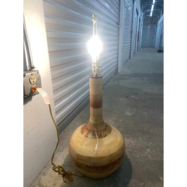 1980s Large Palm Frond Veneered Lamp For Sale - Image 10 of 12