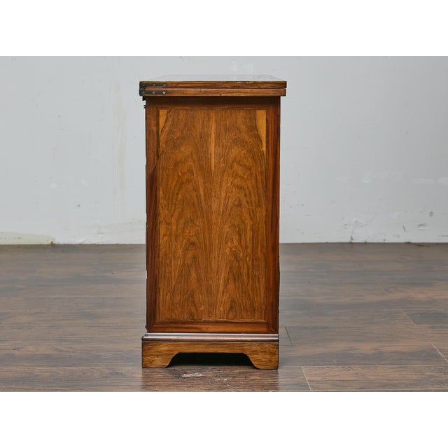 Wood 19th Century English Rosewood Campaign-Style Desk With Leather Writing Surface For Sale - Image 7 of 14