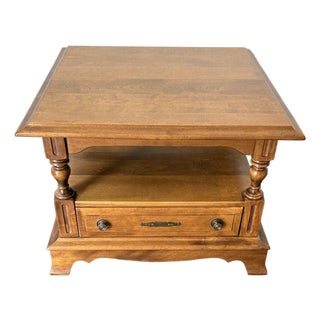 Vintage Cal Shops Solid Maple Coffee Table With Drawer & Lower Shelf For Sale